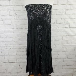 Pretty Angel Strapless Dress Lagenlook Goth Silk Blend Lace Ruffles Women Medium